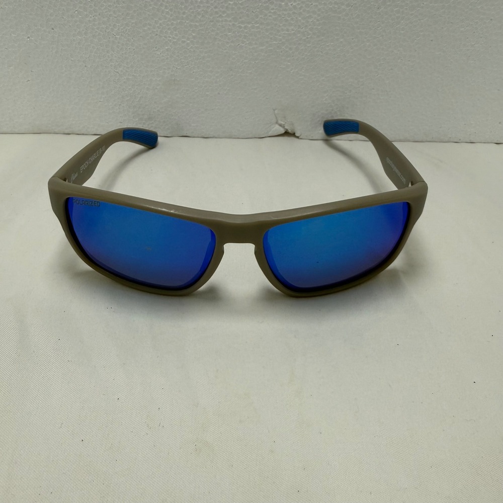 Epoch Sunglasses Mens OS Tan Charlie Polarized Blue Mirror Sport Wrap 10124